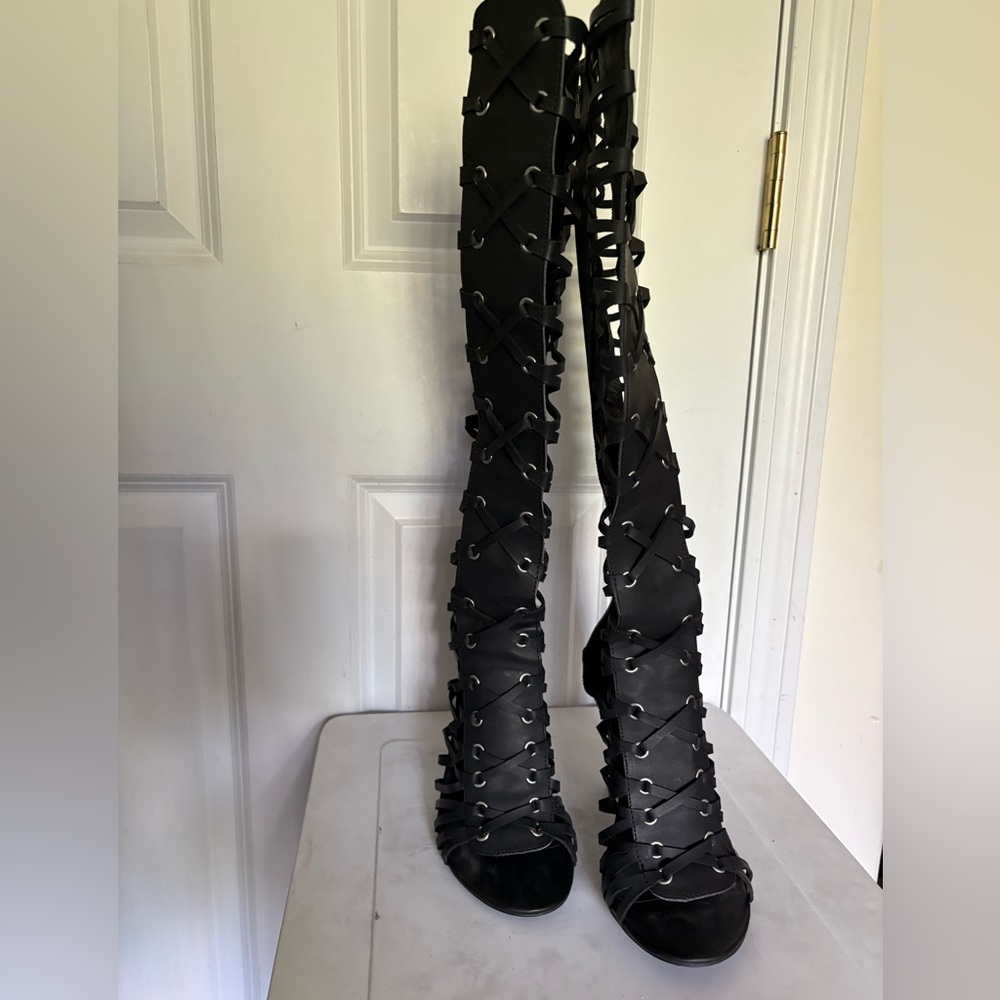 Ashley Stewart Black Over the Knee Gothic Boots